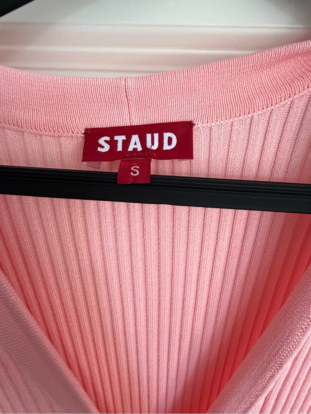 STAUD Pink Ribbed Long-Sleeve Button-Front Maxi Dress - Picture 4 of 4